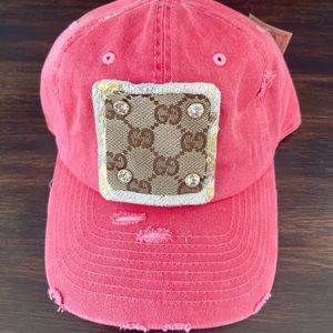 Upcycled Luxury Brand Distressed Pigment Hot Pink Baseball Hat